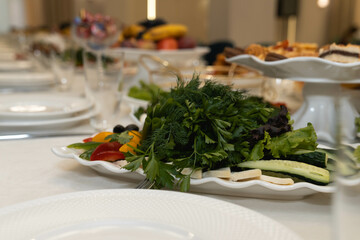 dishes on the buffet