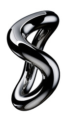 Y2K chrome infinity tangle loop shape isolated. Futuristic metallic curved element - obrazy, fototapety, plakaty