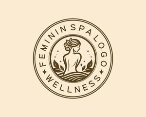 luxury feminine spa logo. This wellness-inspired design exudes sophistication and tranquility, making it the perfect symbol for beauty, relaxation, and holistic well-being.