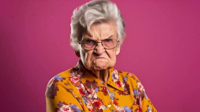 Skeptical Senior Lady with Glasses. Generative AI.