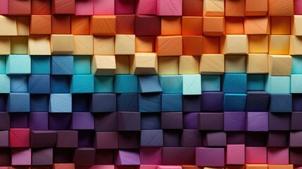 seamless mosaic wooden squares, cubes, blocks background pattern
