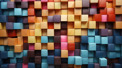 mosaic wooden squares, cubes, blocks background pattern