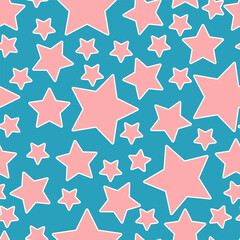 Fototapeta premium Starry seamless pattern, randomly placed stars background. Vector illustration.