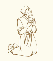 Vector drawing. Jesus heal the man