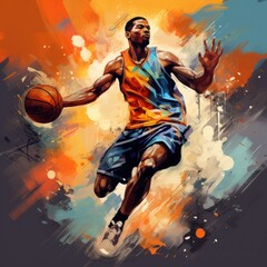 basketball sport mans dunk - obrazy, fototapety, plakaty
