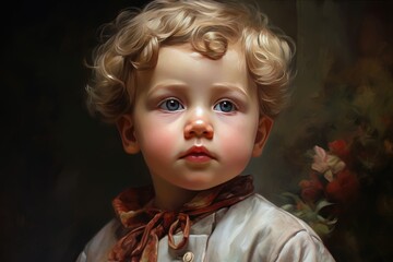 Fototapeta premium Cute happy smiling face baby Ai generated
