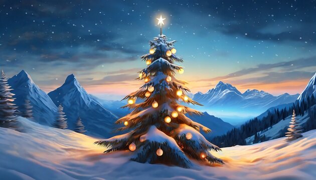 Bayerische Weihnacht Weihnachtsbaum Alpen Berge Tannebaum