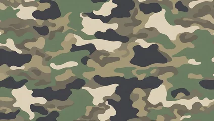 Keuken spatwand met foto Military camouflage seamless pattern. Army camo texture for seamless wallpaper. © Adam