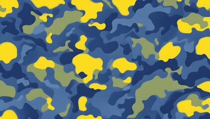 Pattern of yellow and blue military camouflage seamless pattern background. Camouflage pattern background with dark blue, green and yellow colors.