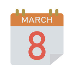 Calendar icon. Schedule, date, day, plan, symbol concept. March 8. Vector illustration