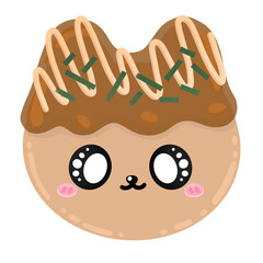 Cat Takoyaki Cute Takoyaki Mascot Character Kawaii Cartoon illustration Cute Takoyaki Cute Japanese Food