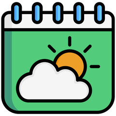 calendar. lineal multi color icon, related to spring theme. for app and web development.