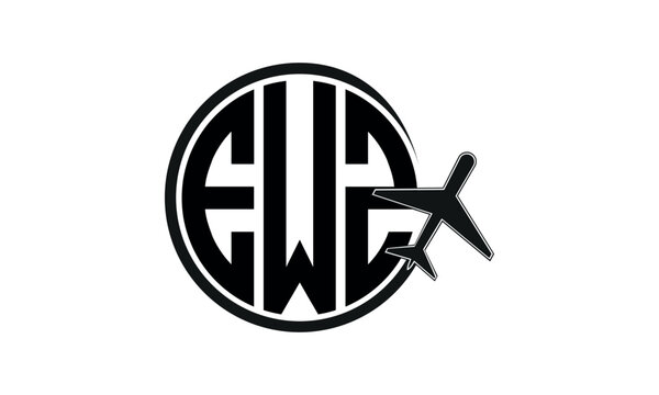EWZ three initial letter circle tour & travel agency logo design vector template. hajj umrah agency, abstract, wordmark, business, monogram, minimalist, brand, company, flat, tourism agency, tourist