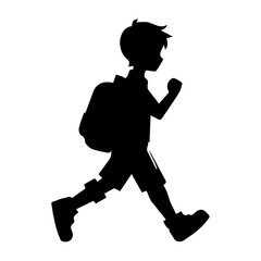 Fototapeta na wymiar A child Going to School Vector silhouette, Child going to school silhouette