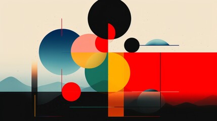Abstract background made of minimal geometric shapes. Decorative colorful combination. Solid creative shapes.