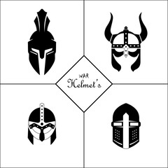 War Helmets with four type Helmet and black white color 