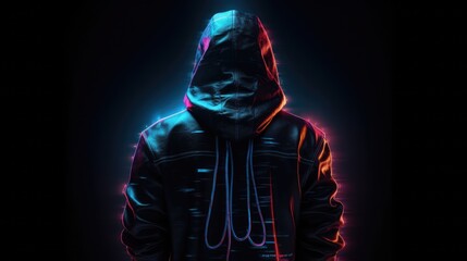 Cybersecurity Vigilance: Hacker Silhouette Reflects Digital Threats