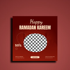 Ramadan Kareem Sale Banner Islamic Ornament Lantern Background, Ramadan sale social media post with empty space for photo