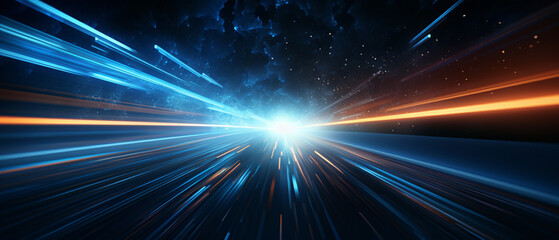 abstract visual art of light speed effect, with moving dots and lines, representing cyber technology particle flow