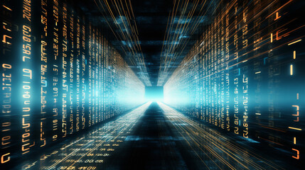 High-speed data transmission and binary code in action