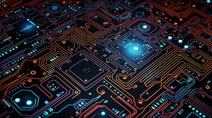 neon circuit board patterns