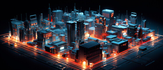 computer processor, showcasing tiny cities of transistors and flashing signals