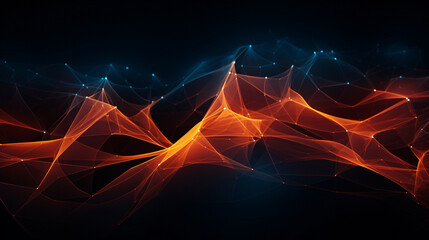 Interconnected mesh of neon glowing lines against a dark backdrop