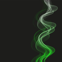 Vertical lines of green transparent wave on a black background, design element eps10