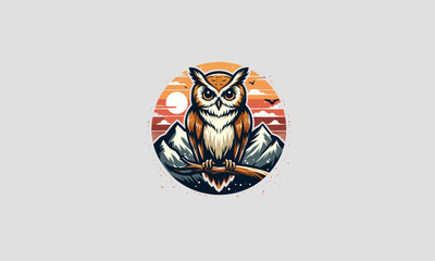 owl and mountain vector illustration artwork design