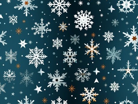 Snowflake pattern falling during winter. Image pattern in the form of tiles.