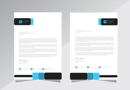 Letterhead, A4 Letter head design template, elegant black and blue letterhead template design, modern Corporate business letterhead design-Vector