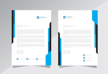 Letterhead, A4 Letter head design template, elegant black and blue letterhead template design, modern Corporate business letterhead design-Vector