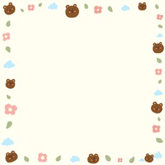 Cute Bear background doodle, hand drawn 
