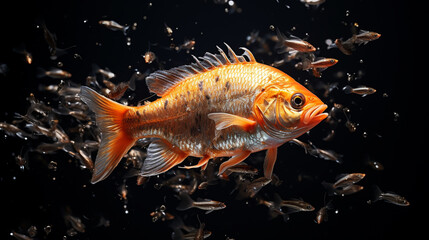 goldfish in aquarium HD 8K wallpaper Stock Photographic Image 