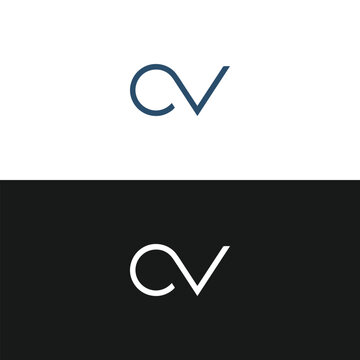 CV logo. C V design. White CV letter. CV, C V letter logo design. Initial letter CV linked circle uppercase monogram logo.