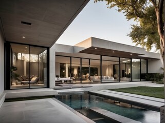 A modern luxury home exterior design featuring clean lines