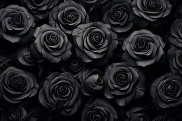 Banner with black rose buds.