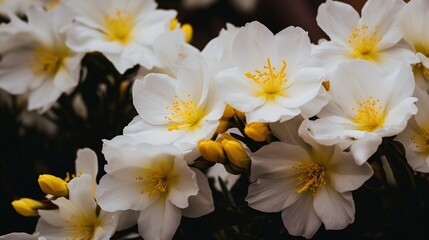 White Yellow Primrose Blossoms Closeup Wallpaper Background Perfect for Spring Floral Design Inspiration
