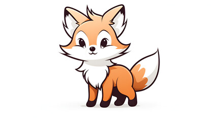 Obraz premium clean line art animal little fox character anime style