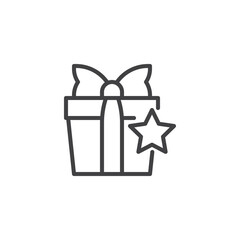 Gift box with star line icon