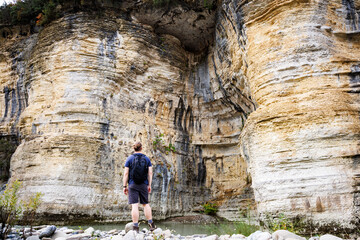 Hiker Observing the Osum Canyon in Albania