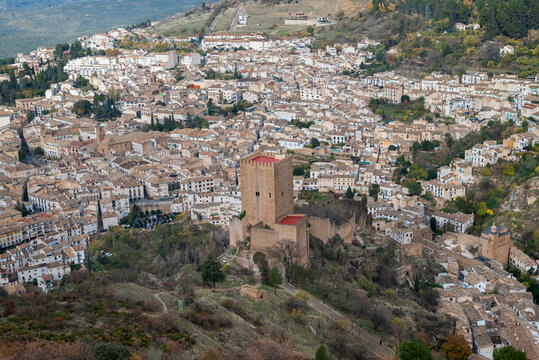 Views of the Castle of the Yedra and the city of Cazorla, in the province of Jaen, Andalusia, Spain.