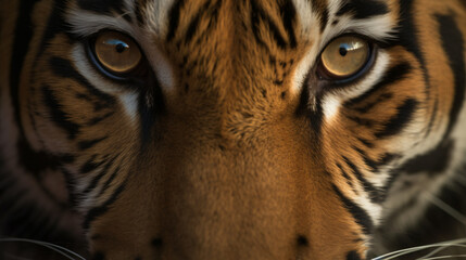 photo capturing the focused eyes of a majestic Bengal tiger