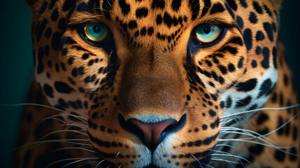 Obraz premium photograph of the fierce eyes of a wild jaguar