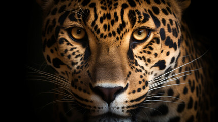 photograph of the fierce eyes of a wild jaguar