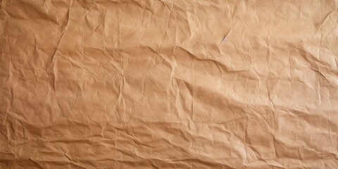 Obraz premium Sheet of Brown Thin Crumpled Craft Paper Background