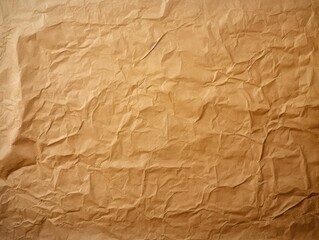 Obraz premium Sheet of Brown Thin Crumpled Craft Paper Background