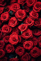 Texture of red roses background a lot. Selective focus.