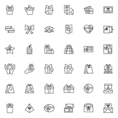 Gift Boxes with Ribbon line icons set