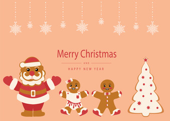 Obraz na płótnie Canvas Merry Christmas card. Celebrating New Year and Christmas. Vector illustration